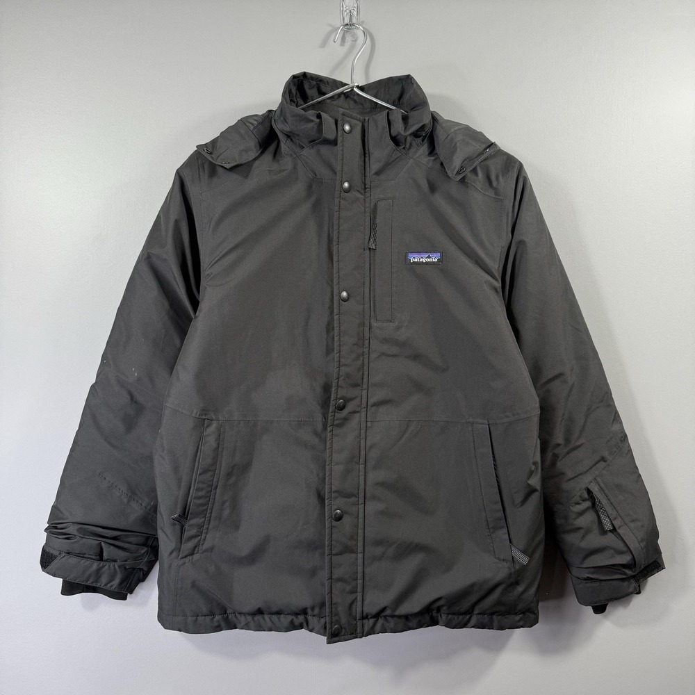 Patagonia Parka Jacket Kids XL Gray Hooded Fleece Lined Insulated Coat Outdoor